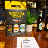 Wrexham lager display of bottles at restaurant
